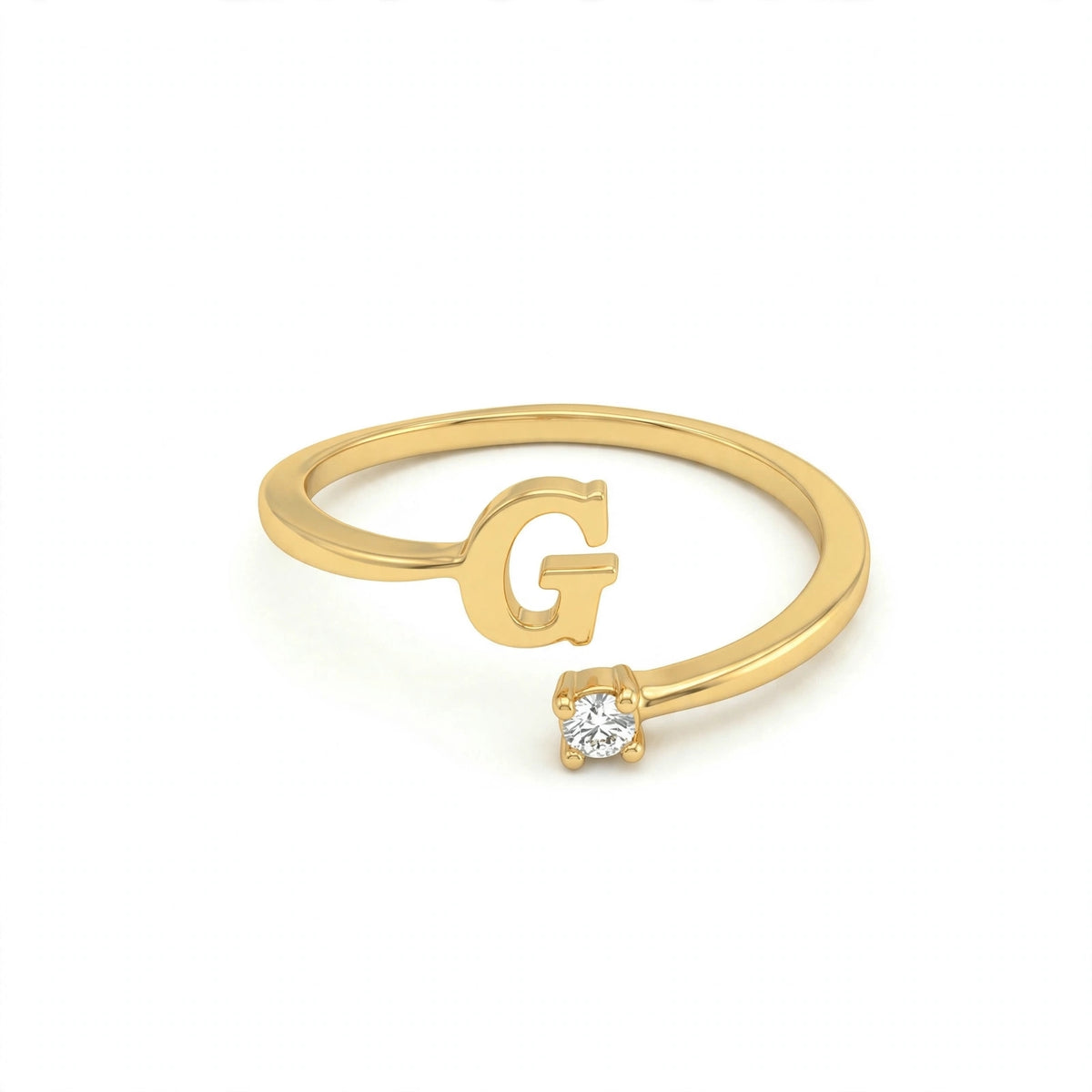 خاتم بتصميم مفتوح حرف مقاس 4ملم Open-wrap ring letter size 4mm