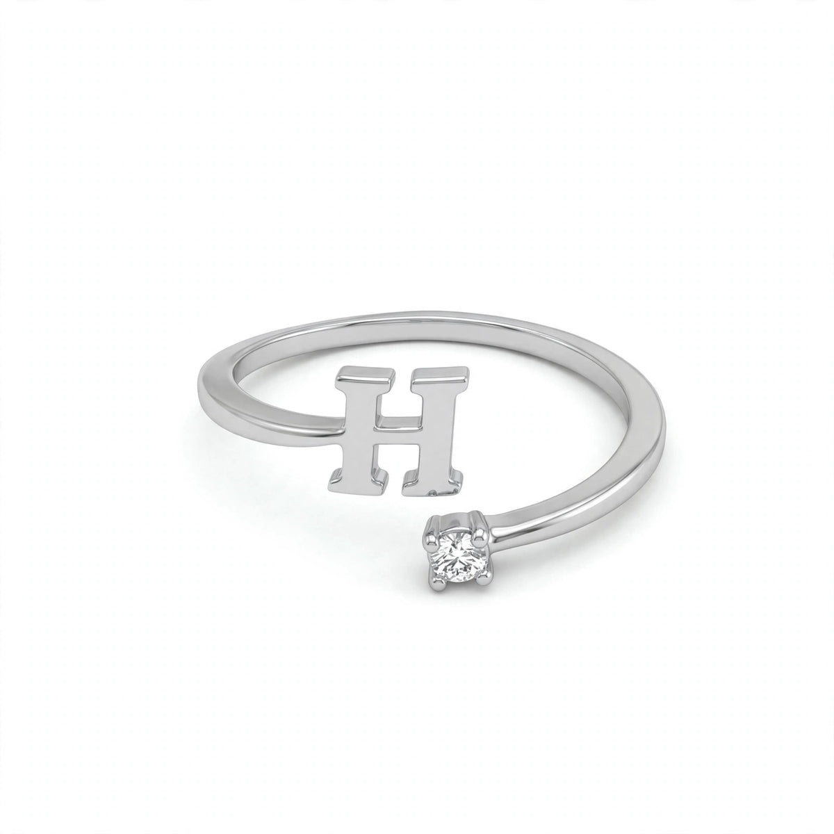 خاتم بتصميم مفتوح حرف مقاس 4ملم Open-wrap ring letter size 4mm