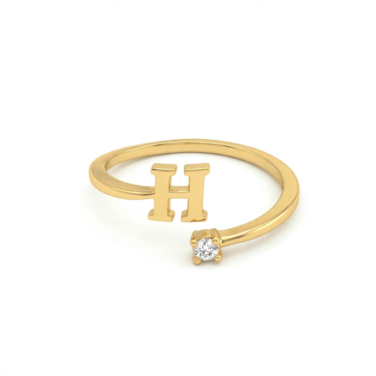 خاتم بتصميم مفتوح حرف مقاس 4ملم Open-wrap ring letter size 4mm