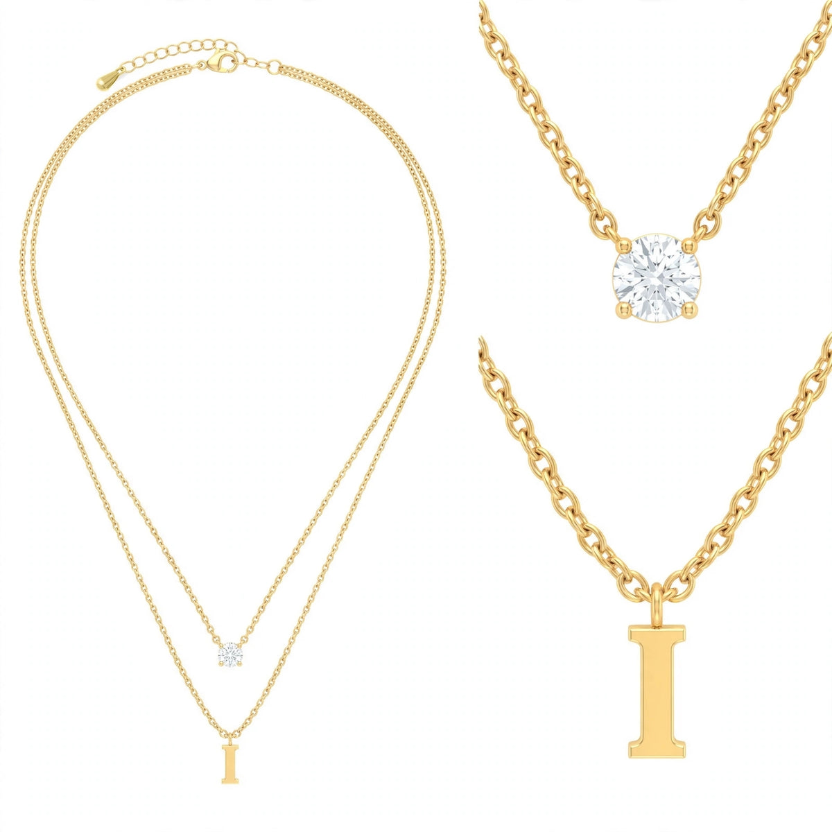 قلادة مزدوجة الطبقات تحمل حرفاً حرف مقاس 4ملم Double-layer necklace letter size 4mm