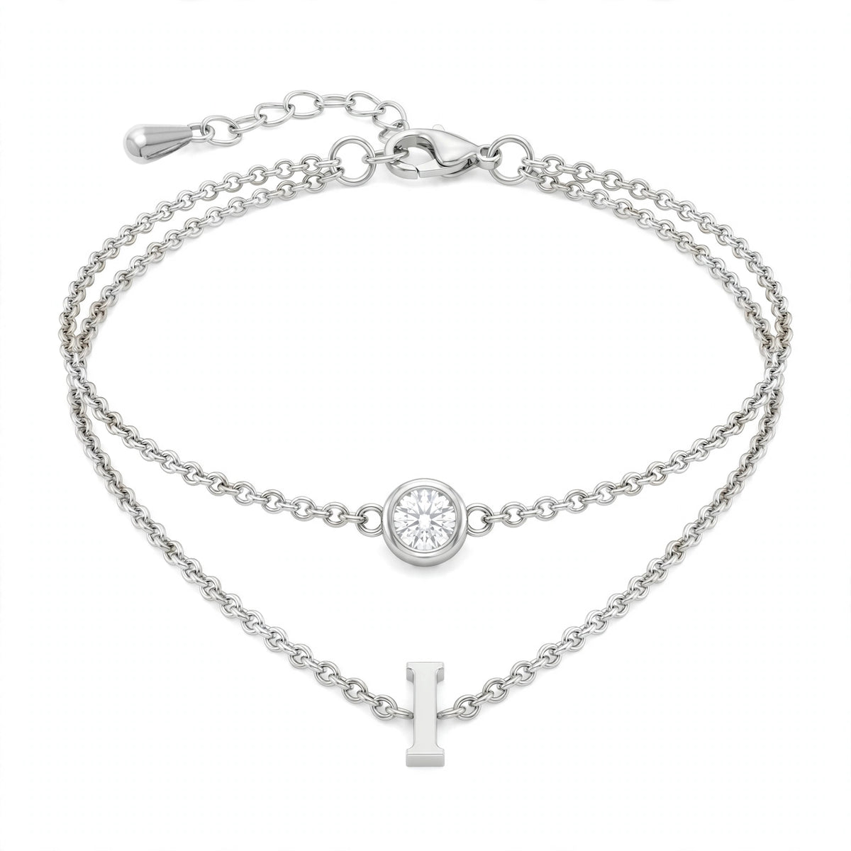سوار بتصميم مزدوج الطبقات حرف مقاس 4ملم Double-layer bracelet letter size 4mm