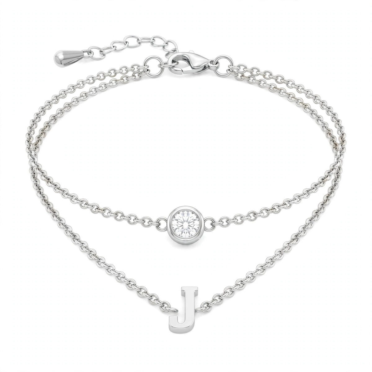 سوار بتصميم مزدوج الطبقات حرف مقاس 4ملم Double-layer bracelet letter size 4mm