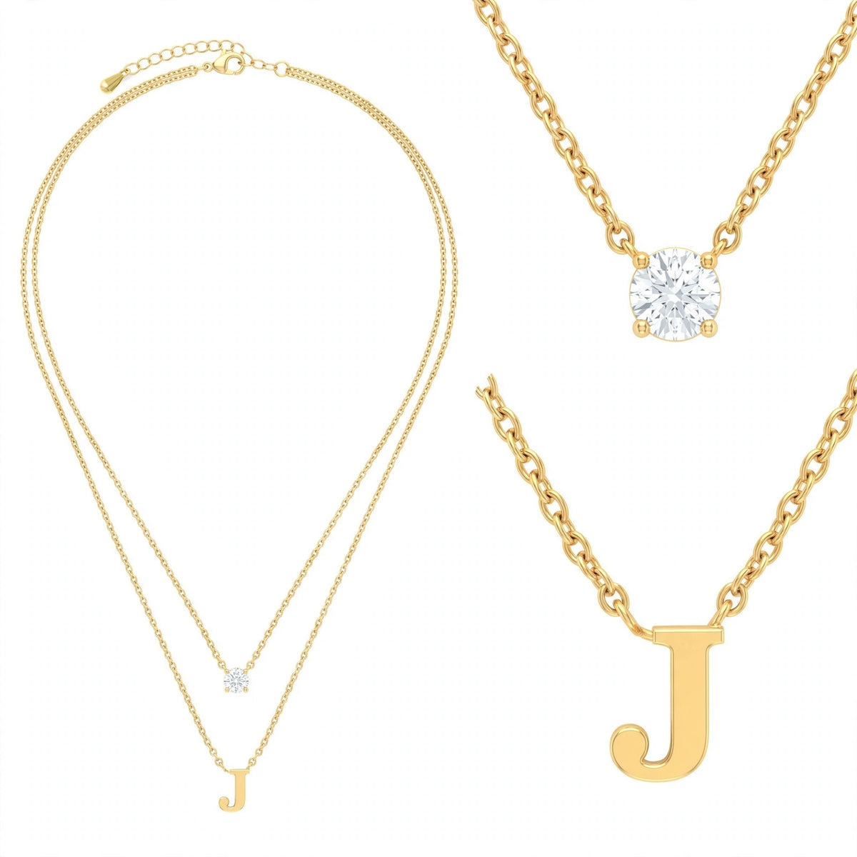 قلادة مزدوجة الطبقات تحمل حرفاً حرف مقاس 4ملم Double-layer necklace letter size 4mm