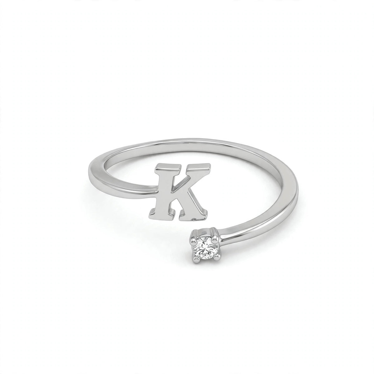 خاتم بتصميم مفتوح حرف مقاس 4ملم Open-wrap ring letter size 4mm