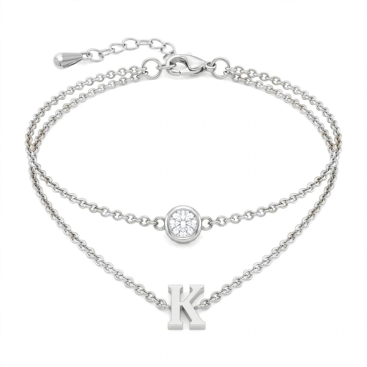 سوار بتصميم مزدوج الطبقات حرف مقاس 4ملم Double-layer bracelet letter size 4mm