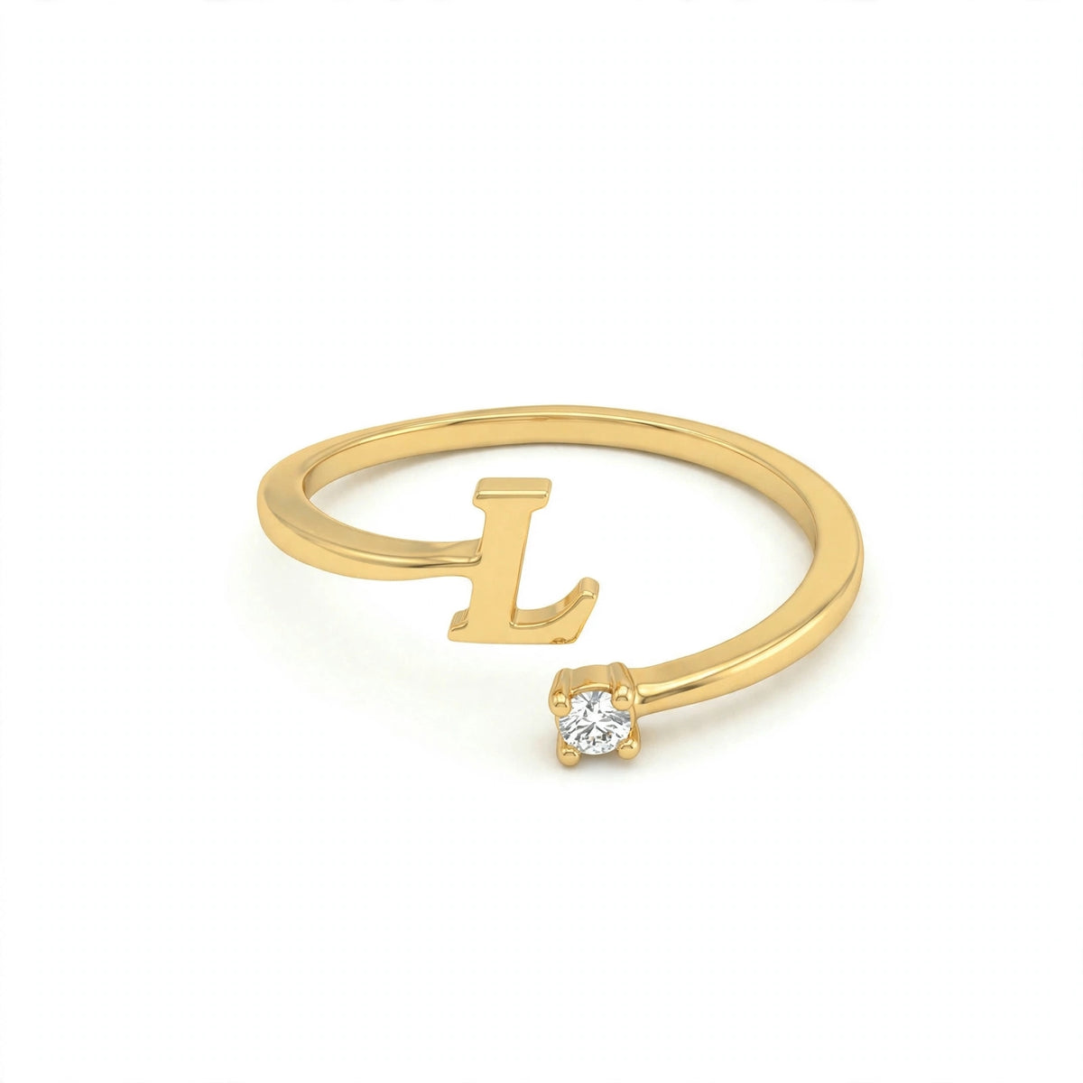 خاتم بتصميم مفتوح حرف مقاس 4ملم Open-wrap ring letter size 4mm