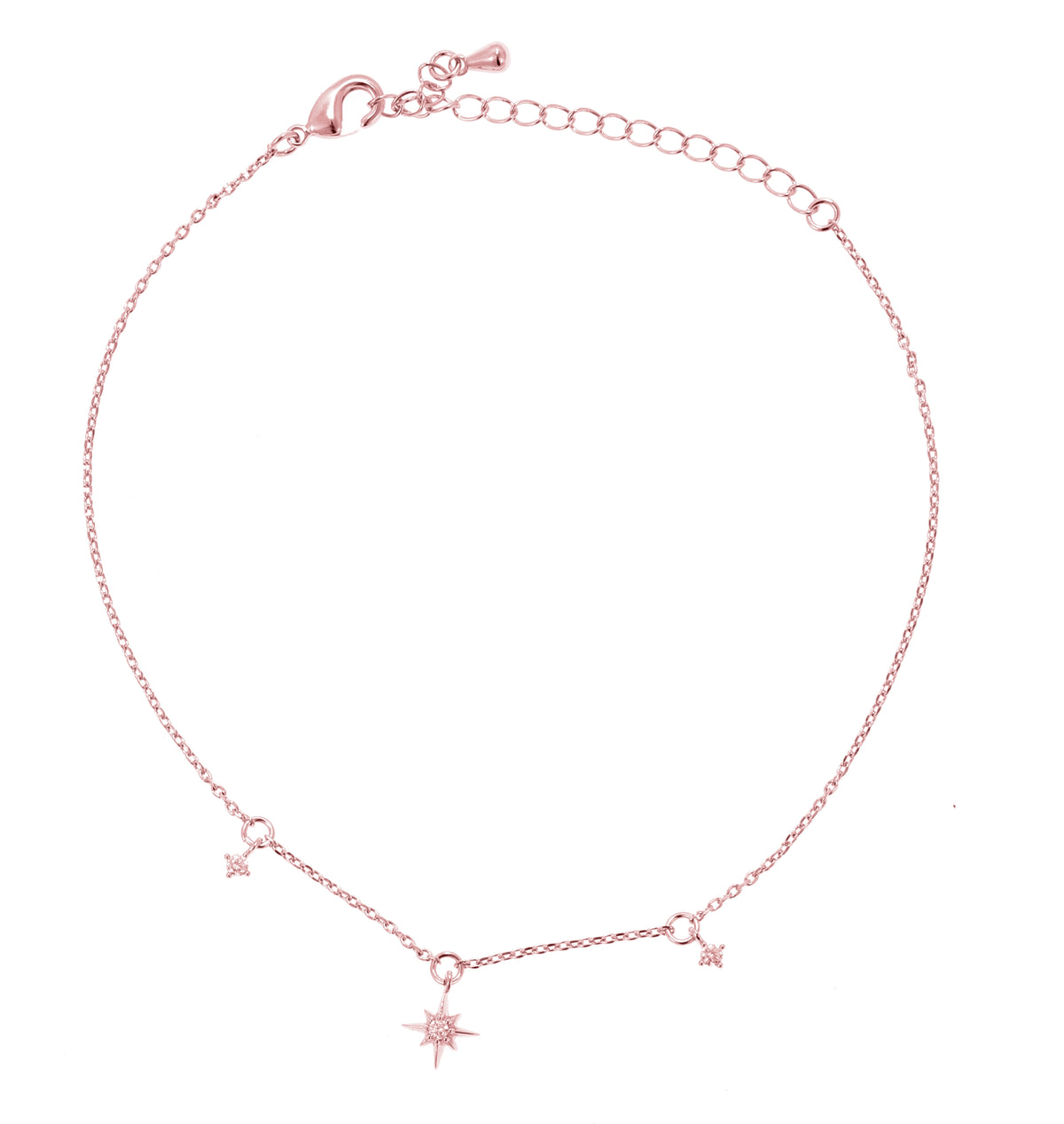 خلخال بلون الذهب الوردي مزين بدلاية على شكل نجمة متألقة Rose Gold Celestial Starburst Charm Anklet