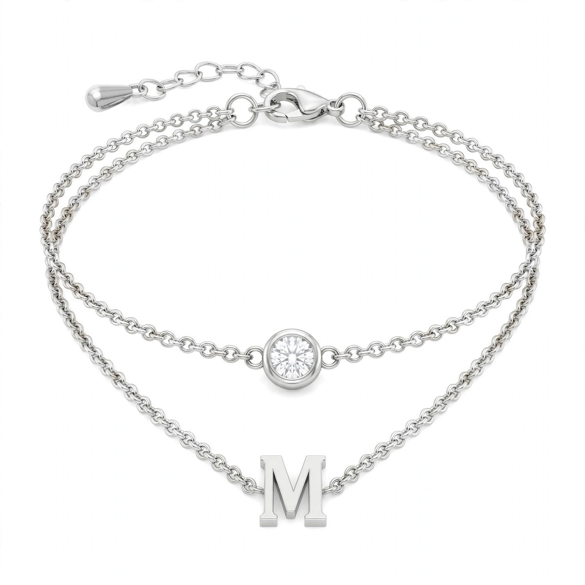 سوار بتصميم مزدوج الطبقات حرف مقاس 4ملم Double-layer bracelet letter size 4mm