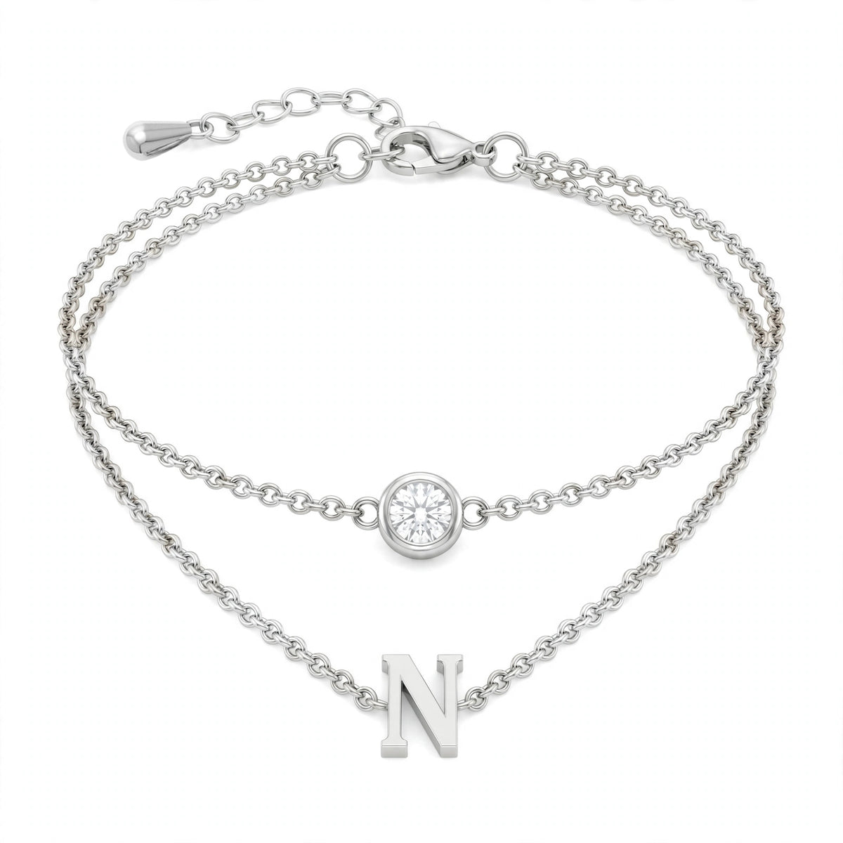 سوار بتصميم مزدوج الطبقات حرف مقاس 4ملم Double-layer bracelet letter size 4mm