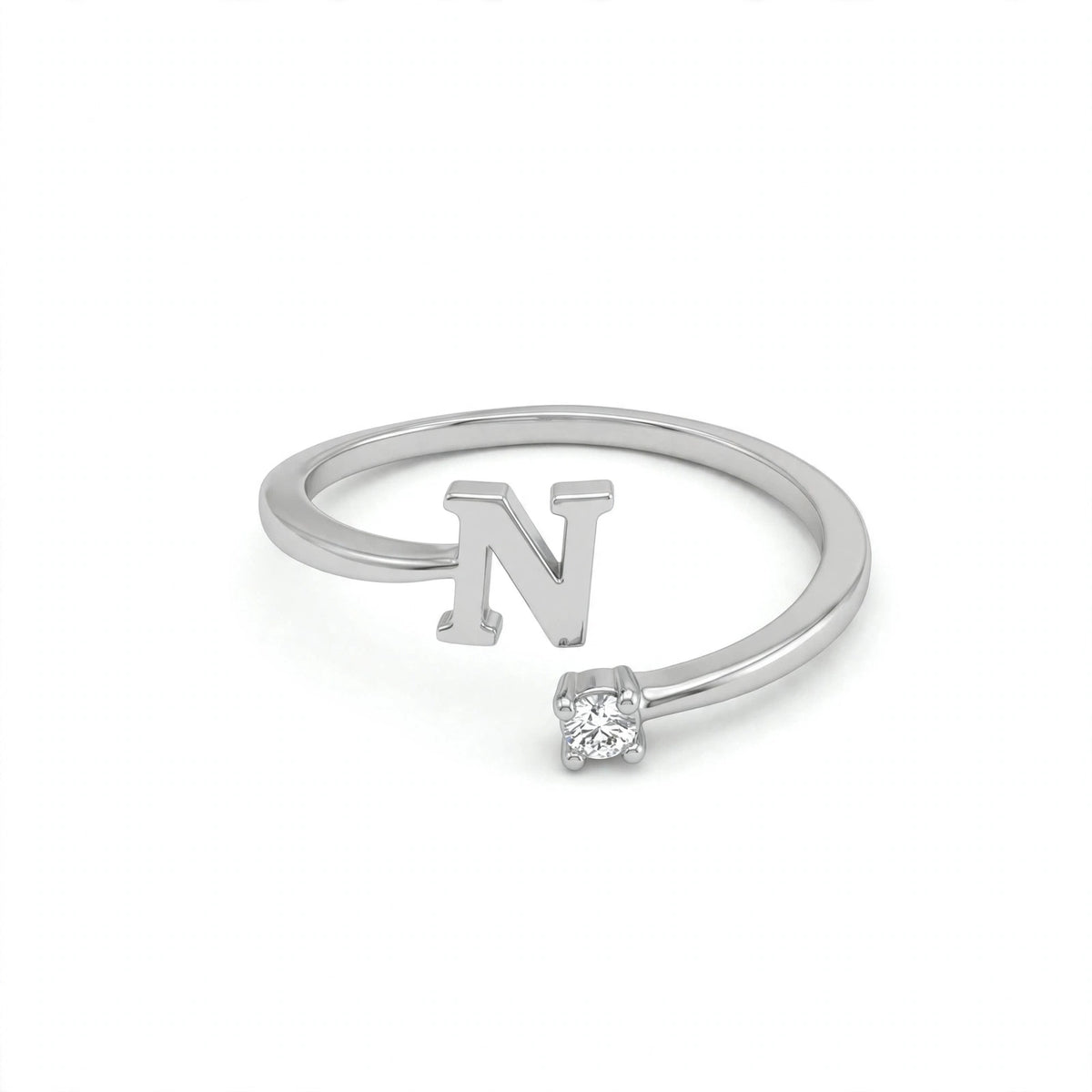 خاتم بتصميم مفتوح حرف مقاس 4ملم Open-wrap ring letter size 4mm