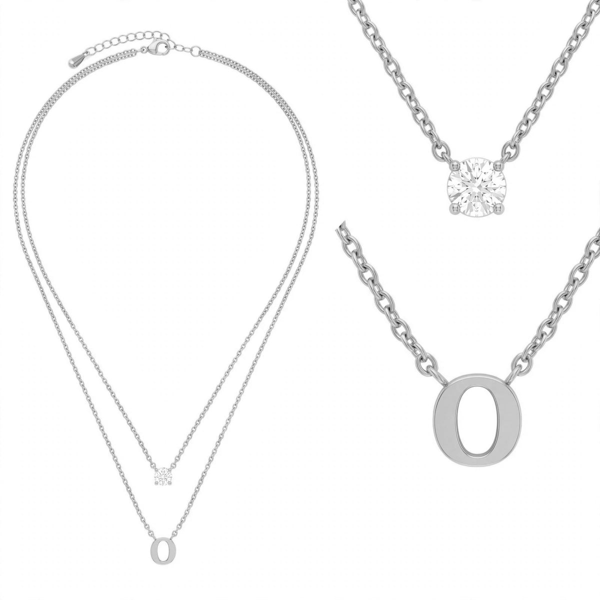 قلادة مزدوجة الطبقات تحمل حرفاً حرف مقاس 4ملم Double-layer necklace letter size 4mm