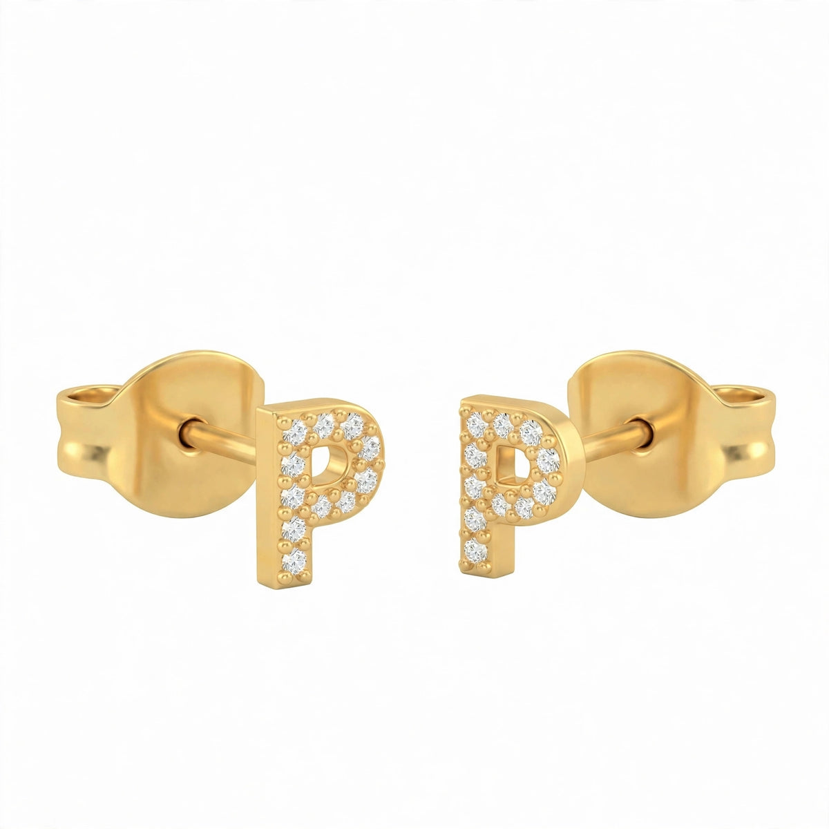 أقراط صغيرة على شكل حروف, مقاس 3 مم Petite stud earrings shaped letters size 3mm