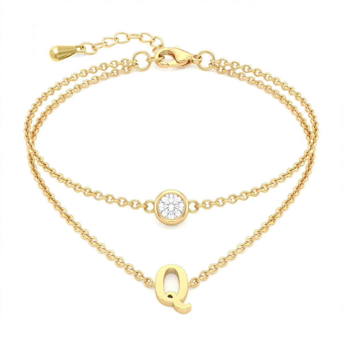 سوار بتصميم مزدوج الطبقات حرف مقاس 4ملم Double-layer bracelet letter size 4mm
