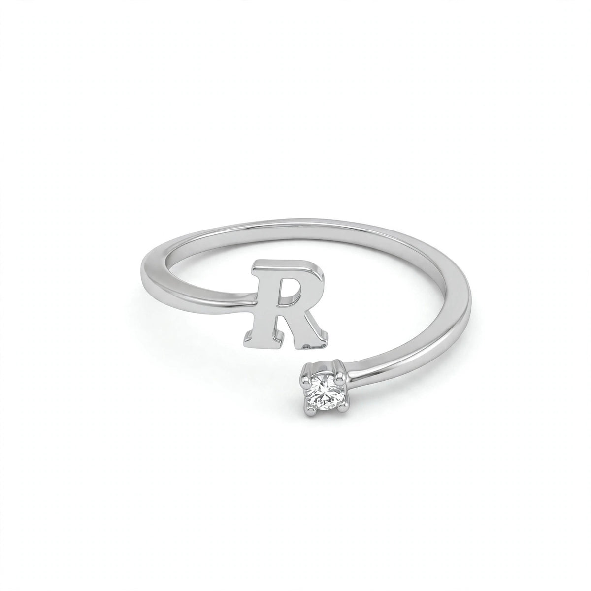 خاتم بتصميم مفتوح حرف مقاس 4ملم Open-wrap ring letter size 4mm