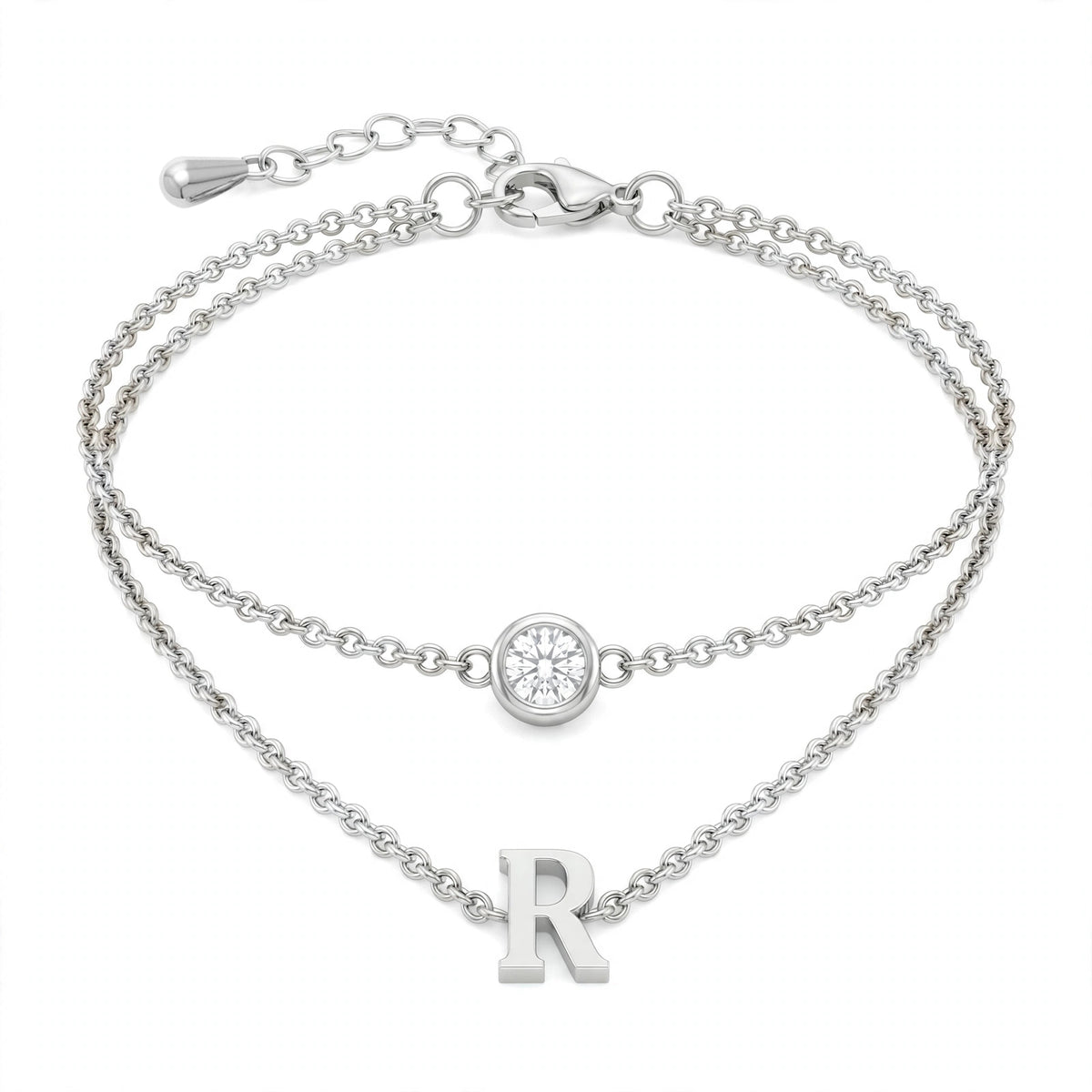 سوار بتصميم مزدوج الطبقات حرف مقاس 4ملم Double-layer bracelet letter size 4mm