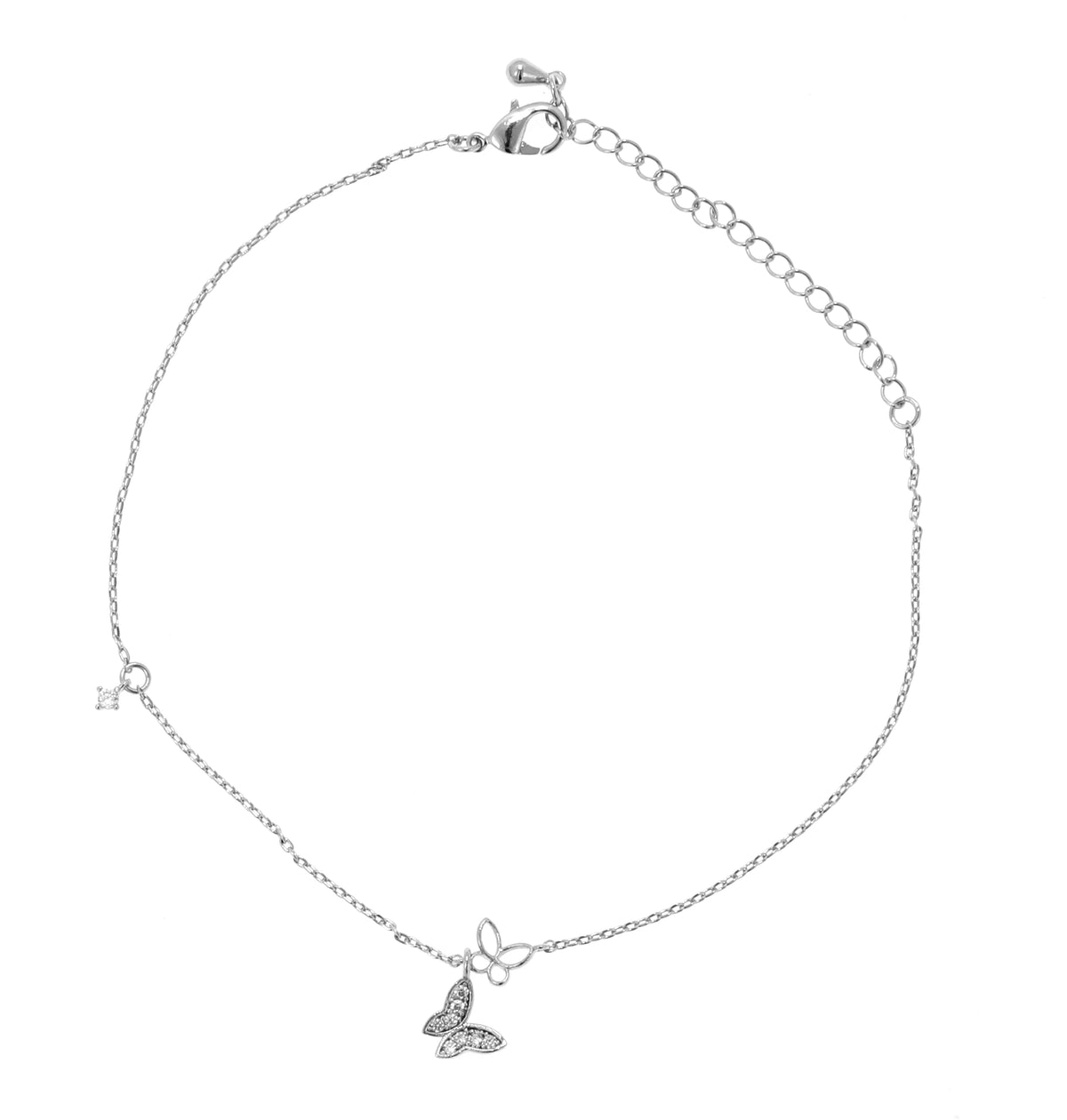 خلخال رقيق متعدد الطبقات مزين بدلاية على شكل فراشة Delicate Layered Butterfly Charm Anklet