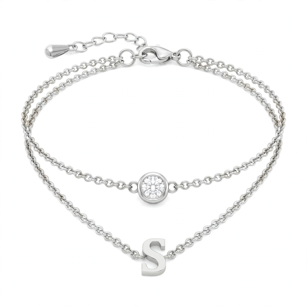 سوار بتصميم مزدوج الطبقات حرف مقاس 4ملم Double-layer bracelet letter size 4mm