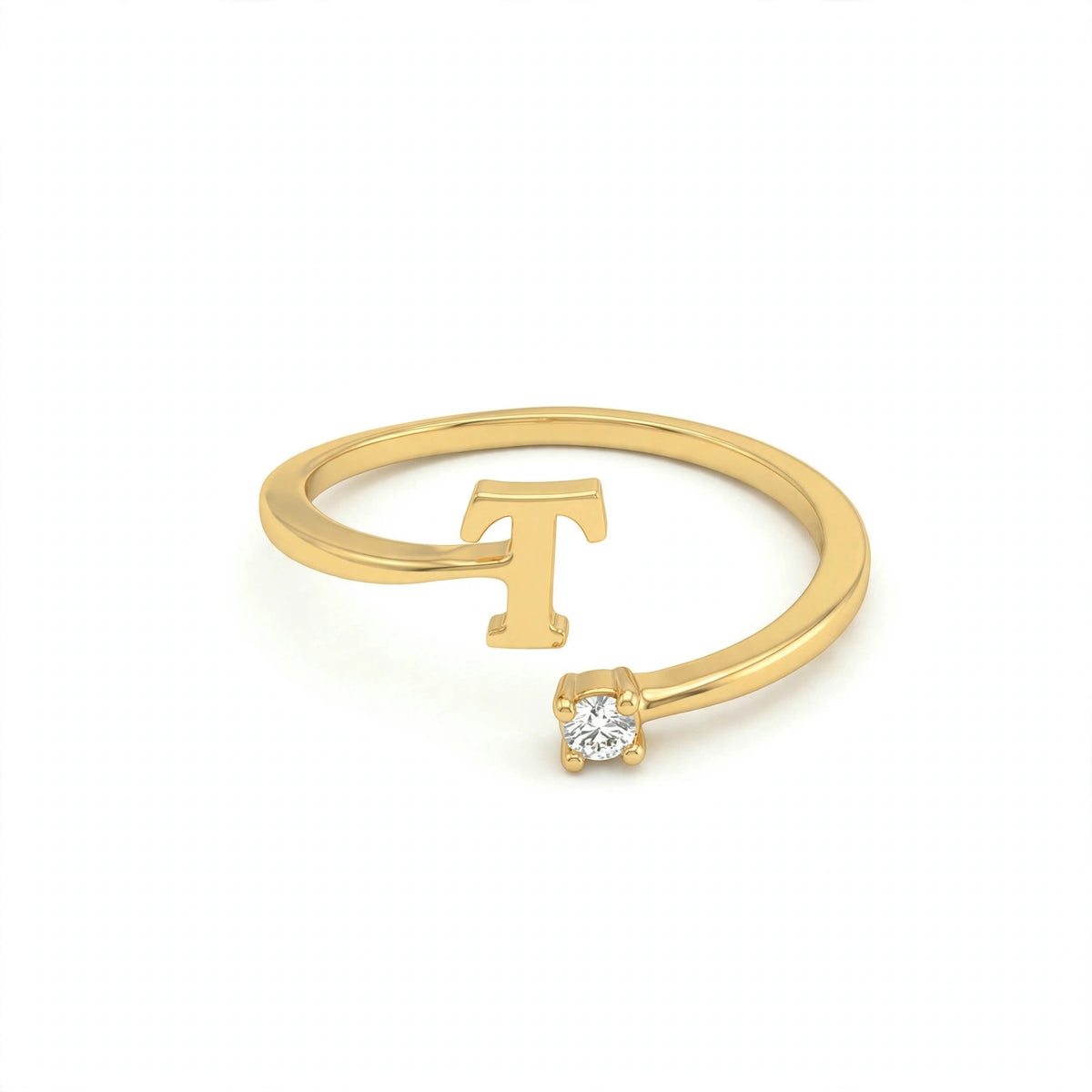 خاتم بتصميم مفتوح حرف مقاس 4ملم Open-wrap ring letter size 4mm