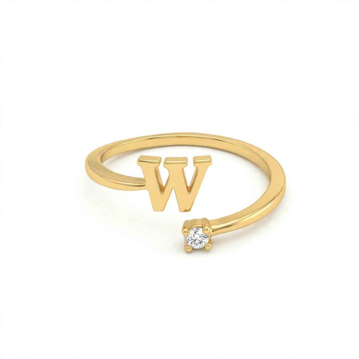 خاتم بتصميم مفتوح حرف مقاس 4ملم Open-wrap ring letter size 4mm