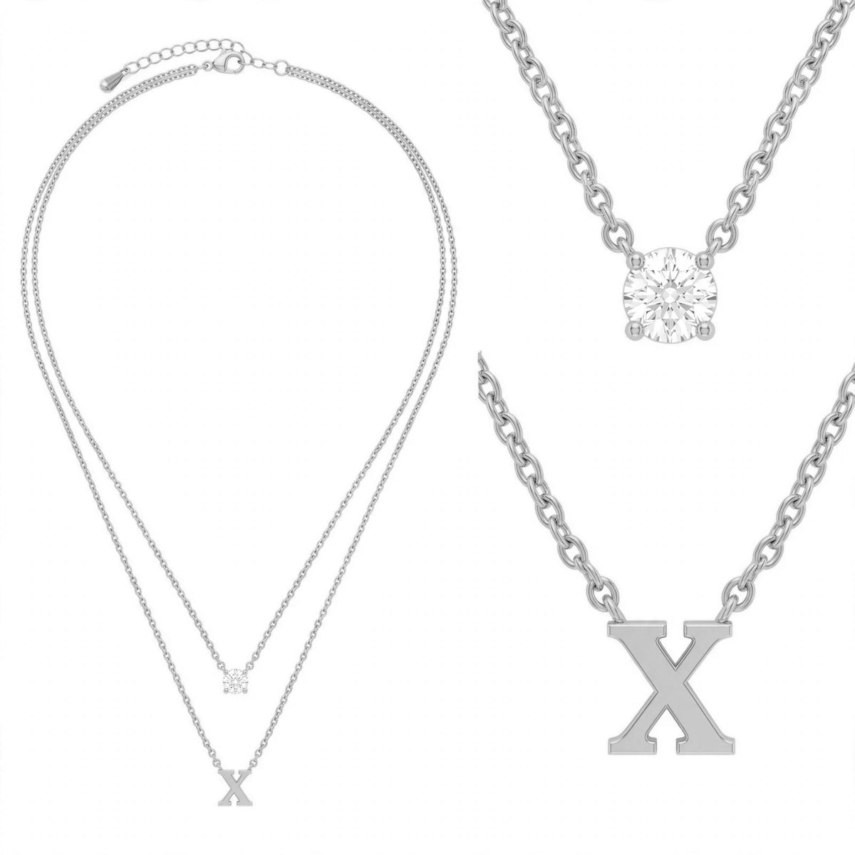 قلادة مزدوجة الطبقات تحمل حرفاً حرف مقاس 4ملم Double-layer necklace letter size 4mm