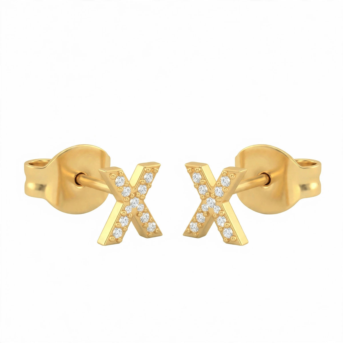 أقراط صغيرة على شكل حروف, مقاس 3 مم Petite stud earrings shaped letters size 3mm