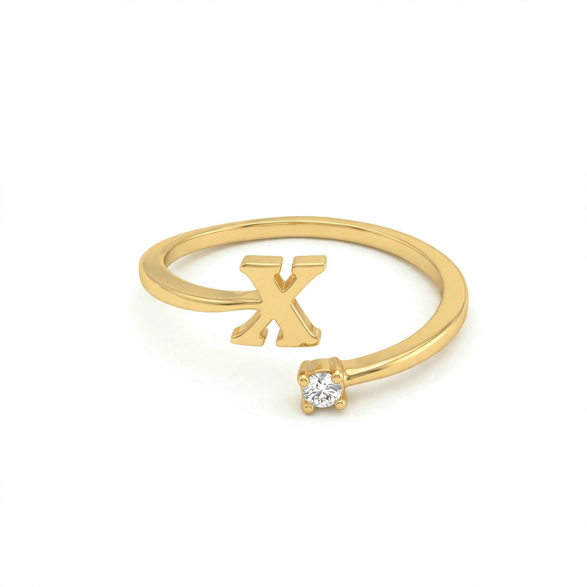 خاتم بتصميم مفتوح حرف مقاس 4ملم Open-wrap ring letter size 4mm
