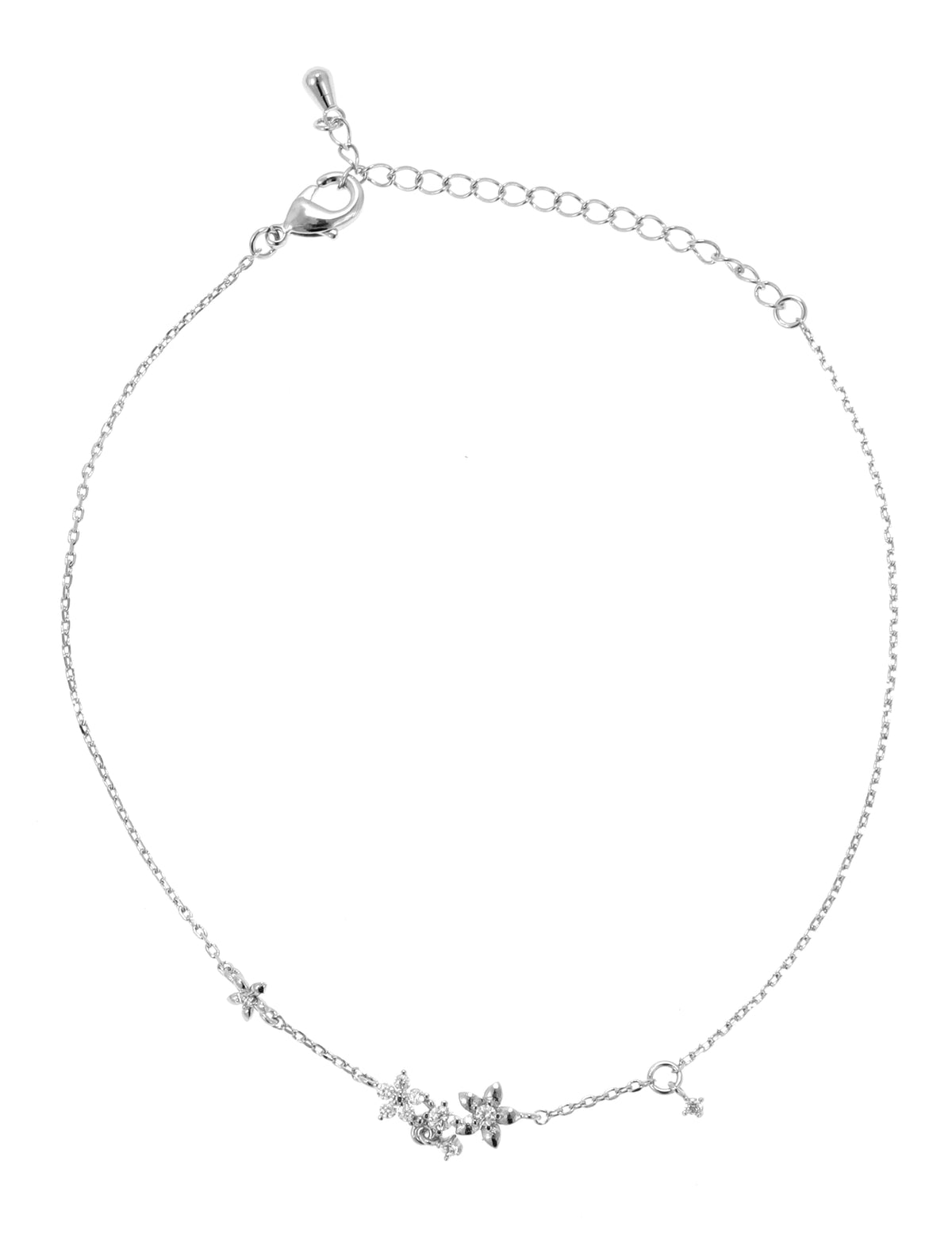 خلخال رقيق مزين بدلاية على شكل مجموعة زهور Delicate Floral Cluster Charm Anklet