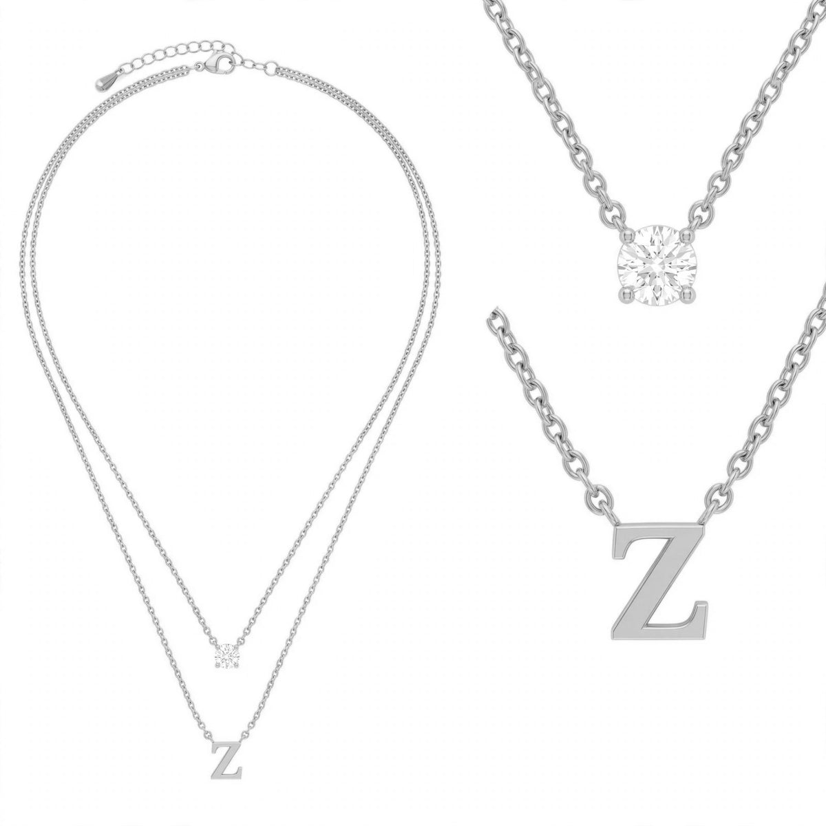 قلادة مزدوجة الطبقات تحمل حرفاً حرف مقاس 4ملم Double-layer necklace letter size 4mm