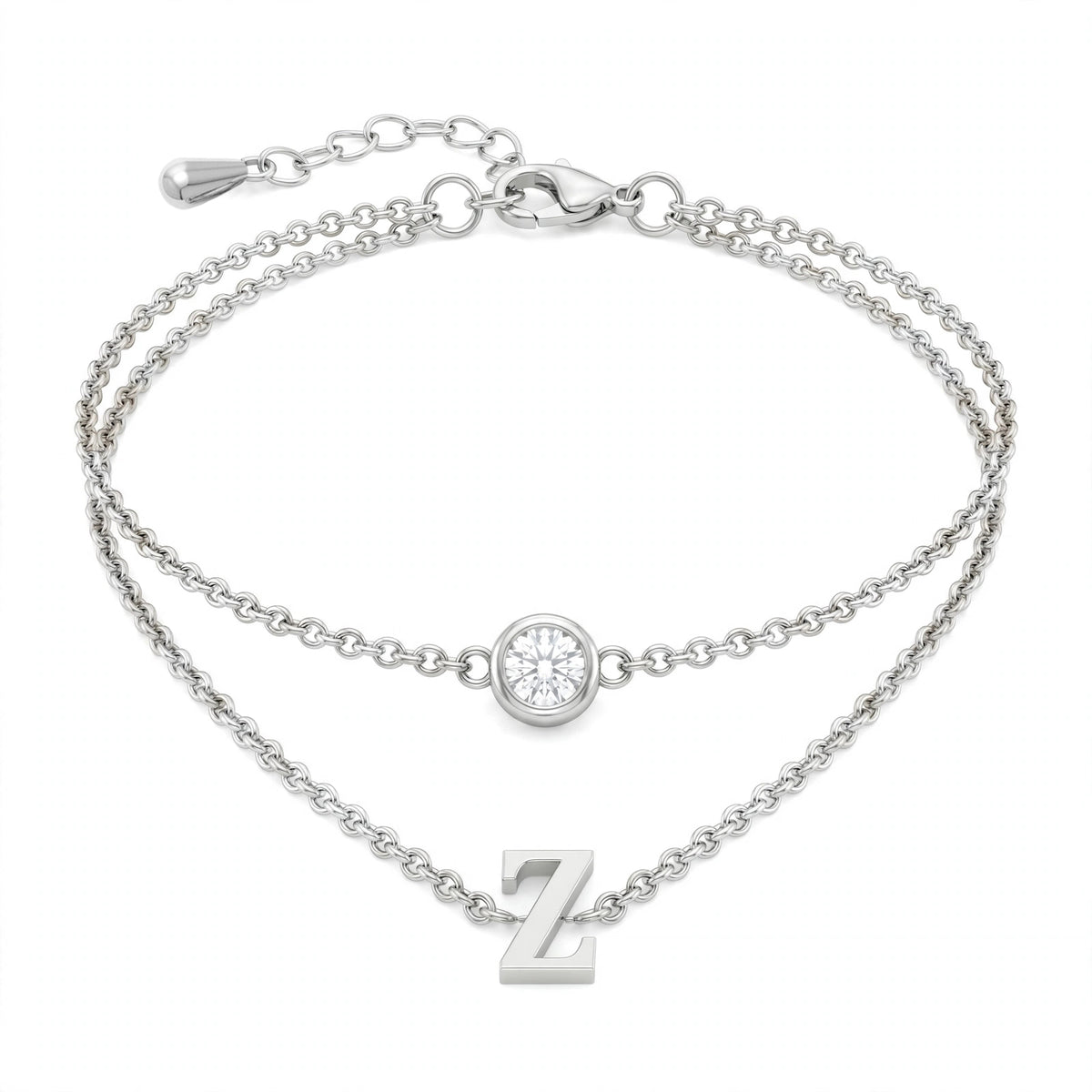 سوار بتصميم مزدوج الطبقات حرف مقاس 4ملم Double-layer bracelet letter size 4mm
