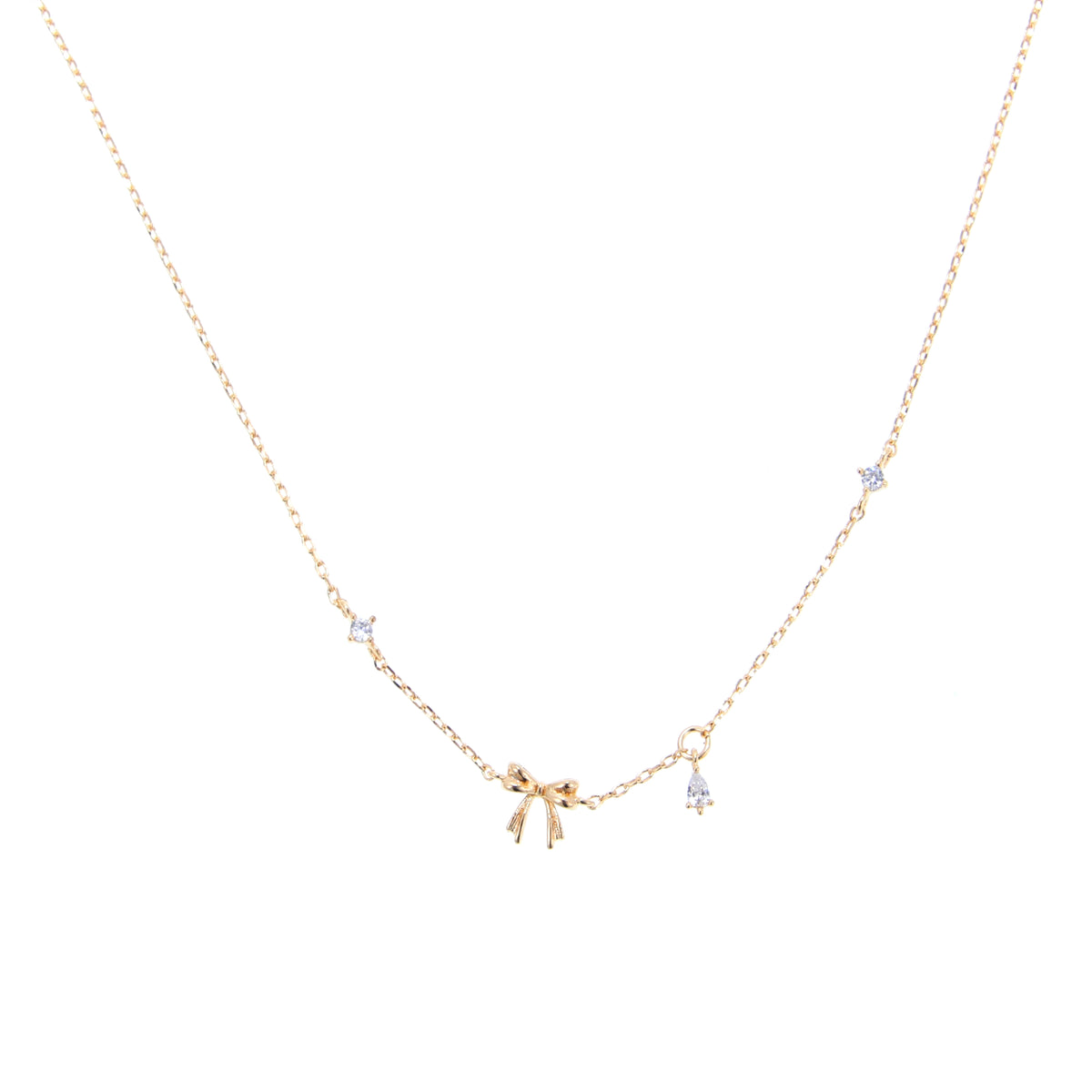 قلادة بتعليقة فيونكة رقيقة Delicate Bow Charm Necklace