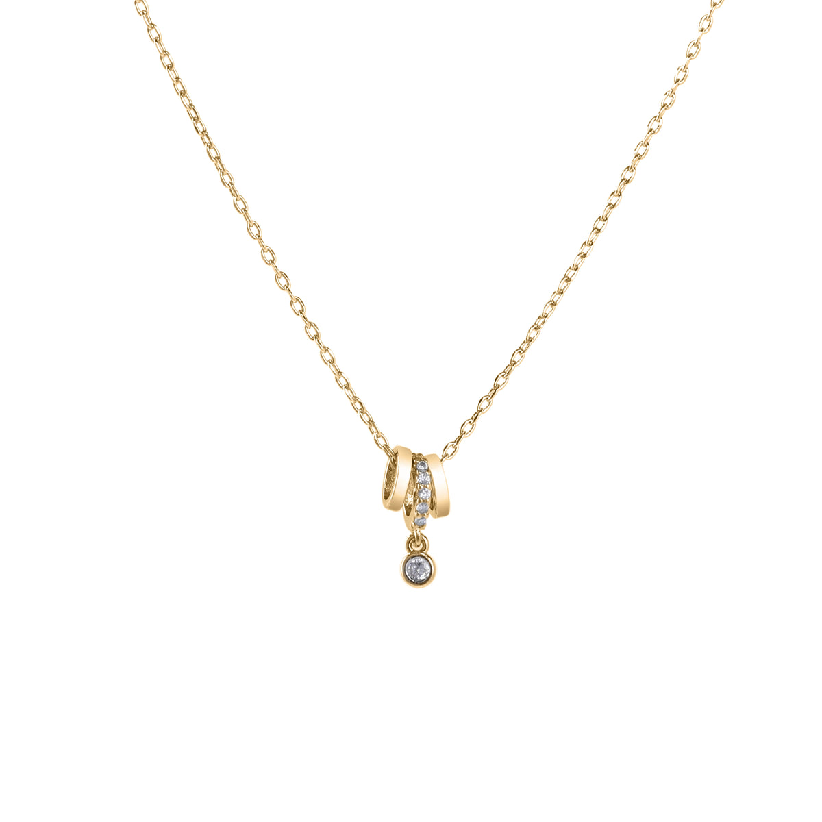 قلادة بقلادة على شكل خاتم ثلاثي الحلقات Triple Band Ring Pendant Necklace