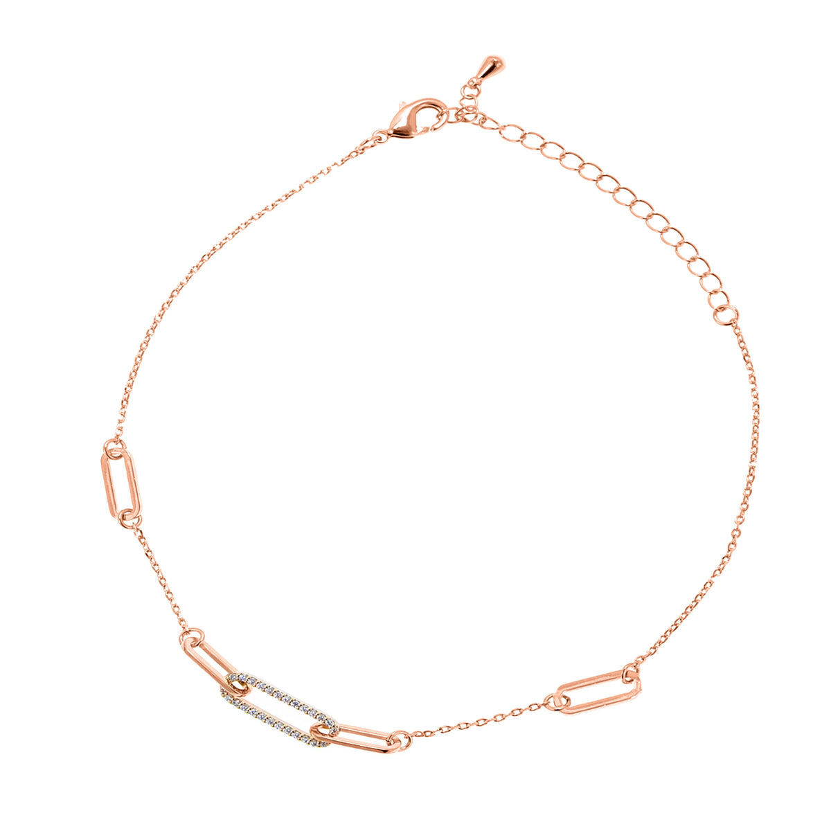 خلخال بسلسلة ذات حلقات مستطيلة نمط مشبك الورق Paperclip Link Chain Anklet