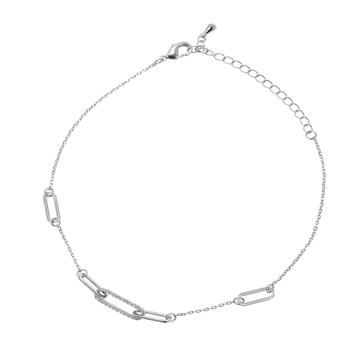 خلخال بسلسلة ذات حلقات مستطيلة نمط مشبك الورق Paperclip Link Chain Anklet