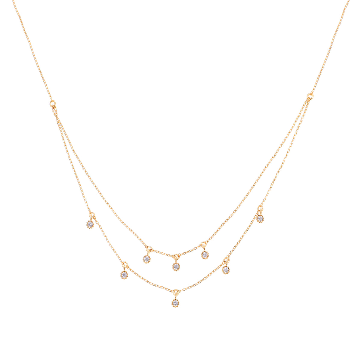 قلادة بتعليقة متدلية مزدوجة الطبقات Double Layer Dangle Charm Necklace