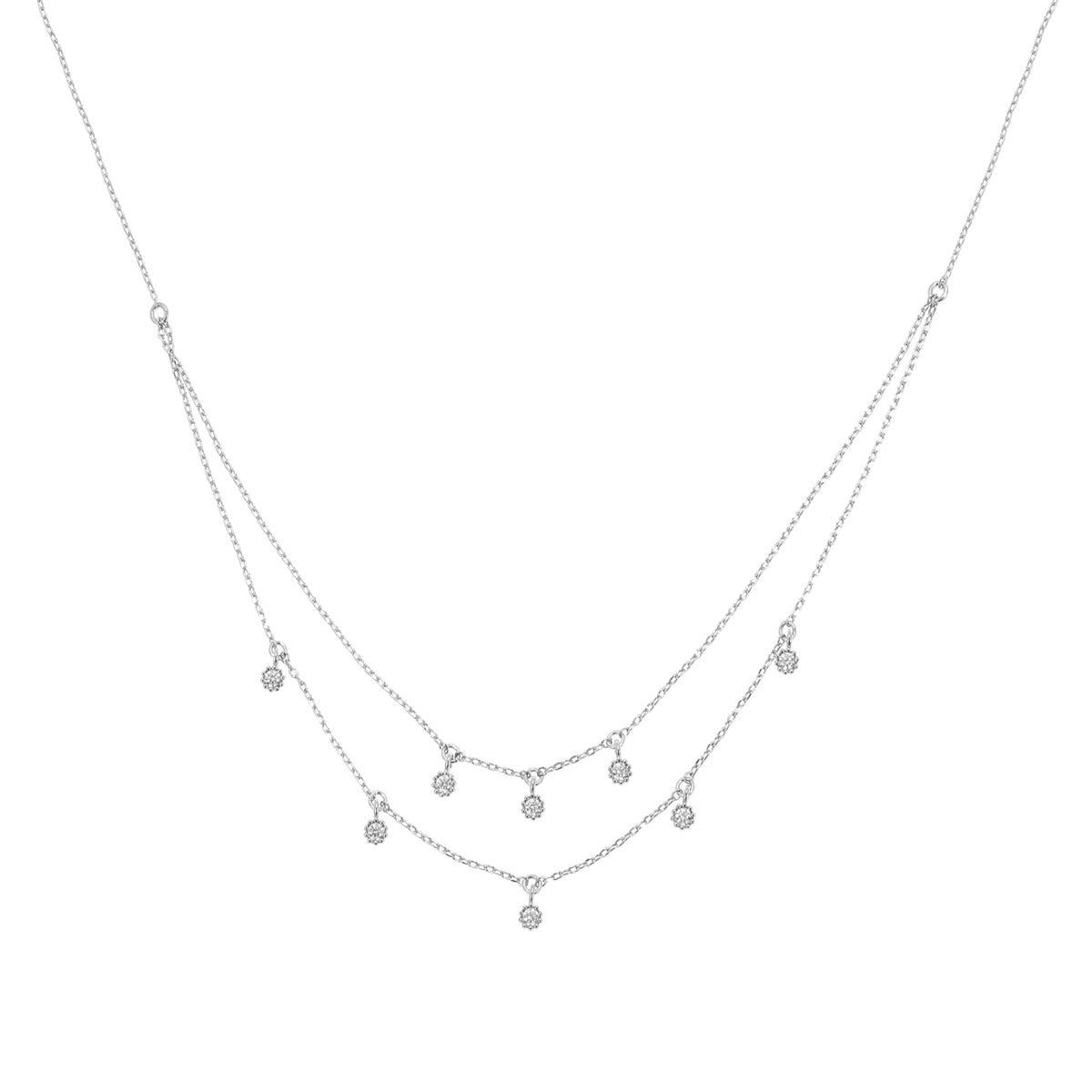 قلادة بتعليقة متدلية مزدوجة الطبقات Double Layer Dangle Charm Necklace